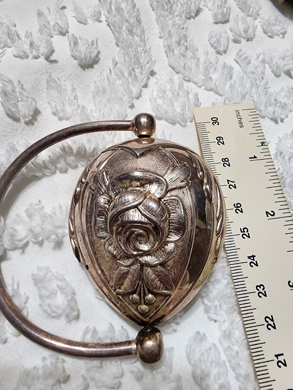 Vintage Silver  Handcrafted Baby Rattle Toy Heavy Patina 925 Sterling Silver